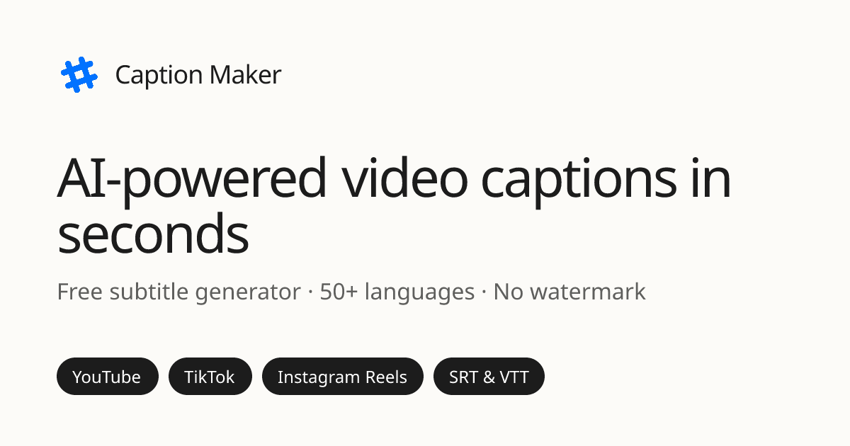 Subtitle Generator in 32 Languages — Free AI Subtitles | Caption Maker